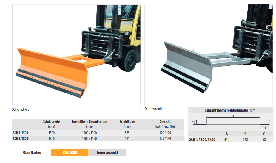schneeschieber typ sch-L Übersicht